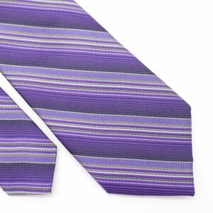 Kenneth Cole Awearness Purple Striped Silk Tie Woven Skinny